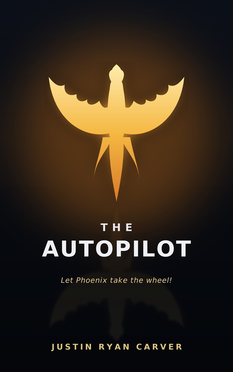 The Autopilot book cover — a golden phoenix rising from the dark